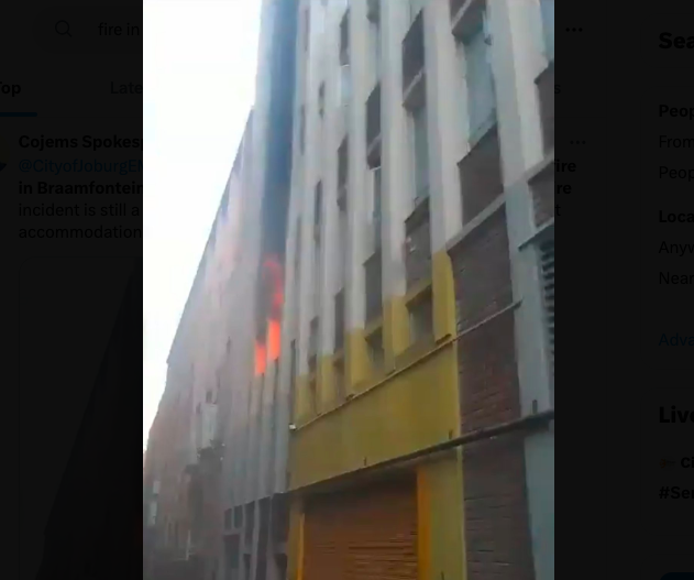 Fire in Braamfontein